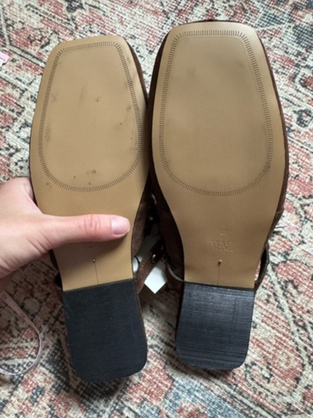 Zara Brown Studded Suede Mules - Picture 3 of 3